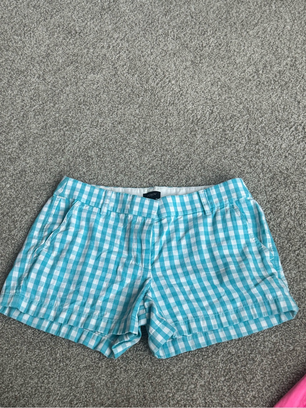 J. Crew Turquoise and White Gingham Cotton Shorts